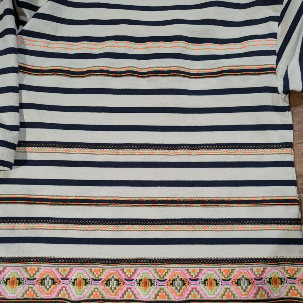 J. Crew Striped Multicolor Embroidered Top
